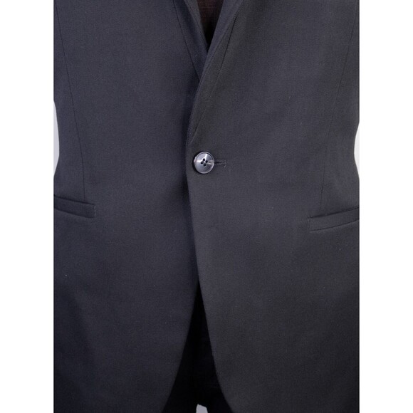 Zara Bazer Mens Sz 40 Solid Black One Button Sport Coat Jacket Blazer Poly Blend - Picture 3 of 15